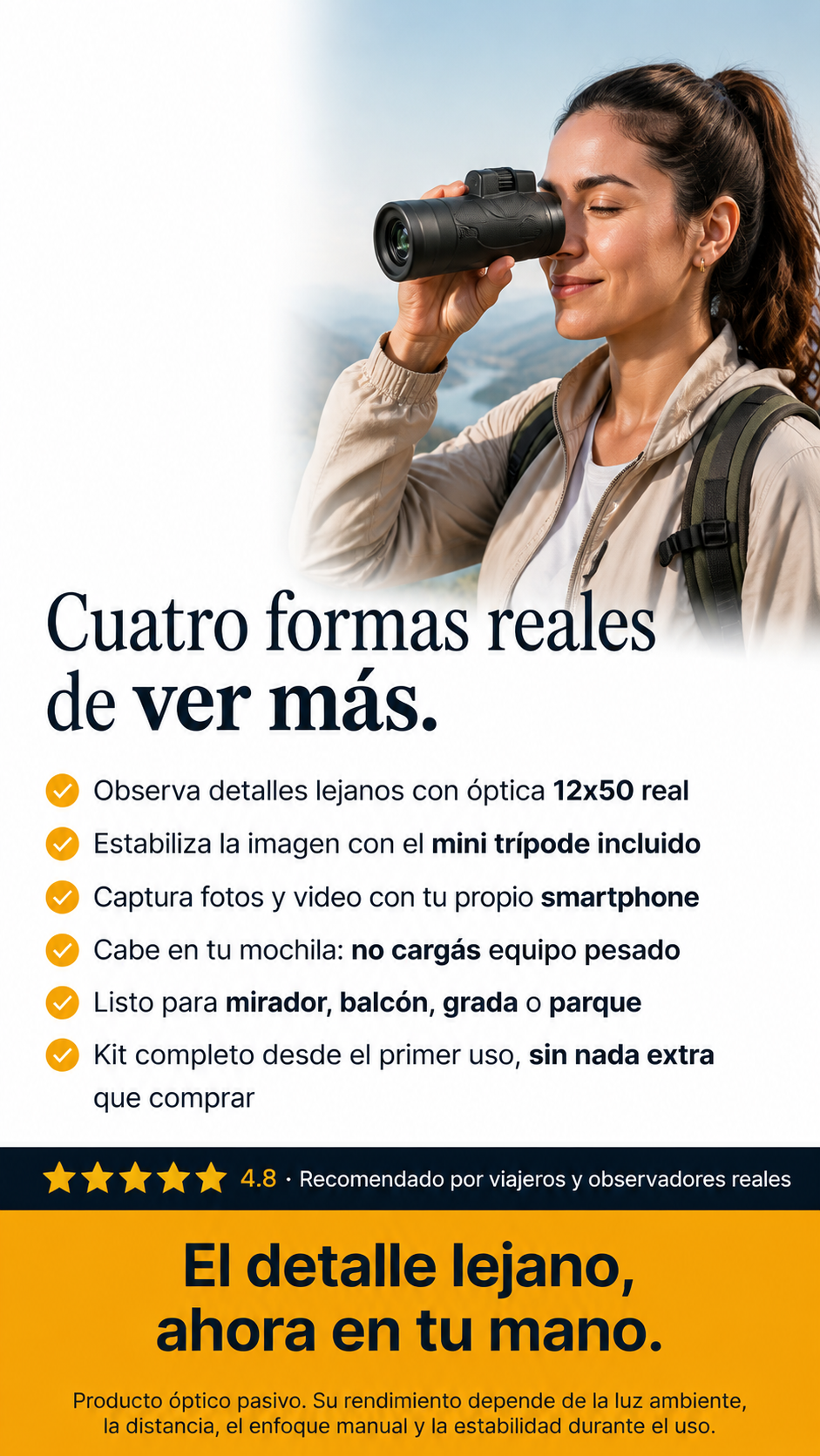 Monocular portátil para observar paisajes naturaleza y eventos